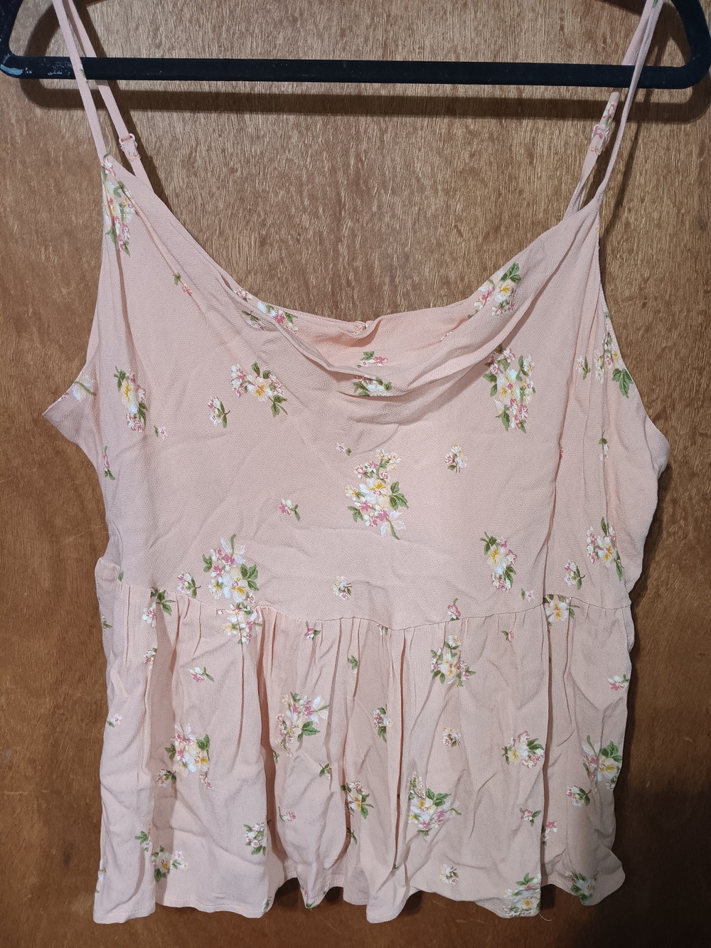 American Eagle Outfitters Blush Pink Floral Spaghetti-Strap Top